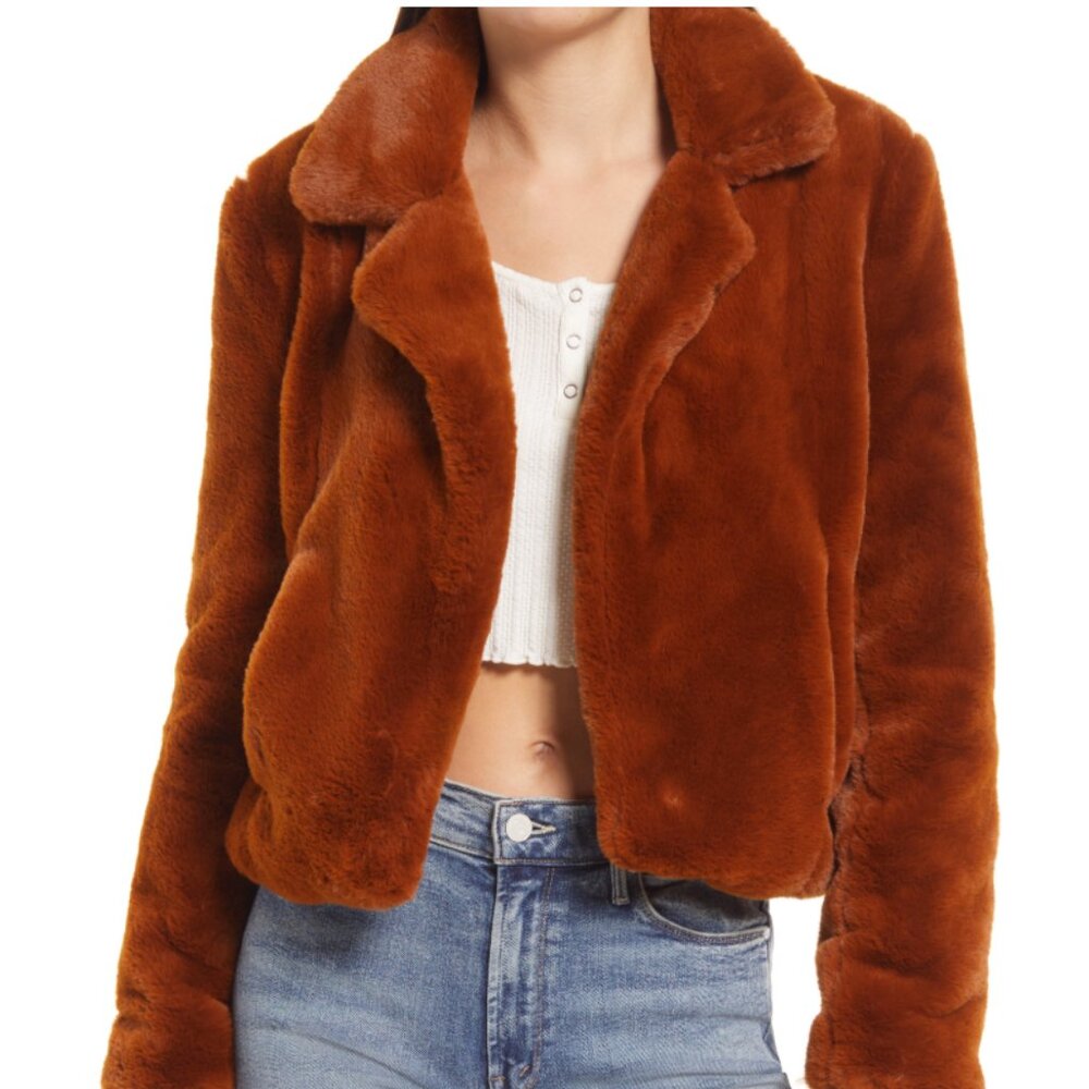 Blank NYC faux fur cropped jacket